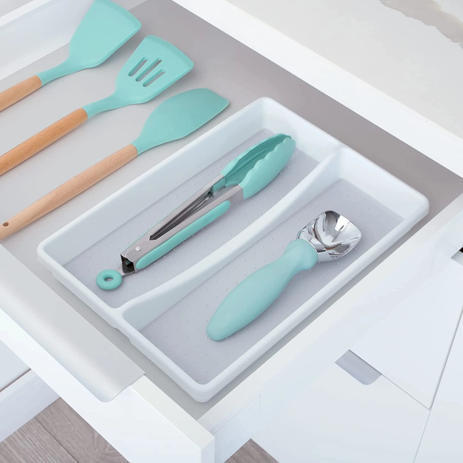 2-Compartment Plastic Drawer Organizer - White(Drawer Organizer 2 Compartment Plastic) 4 2-Compartment Plastic Drawer Organizer - White(Drawer Organizer 2 Compartment Plastic) - Image 2