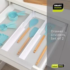 2-Pack Adjustable Drawer Dividers - White(2 Pack Adjustable Drawer Dividers White) -Shop Smart Design 2 pack adjustable drawer dividers white smart design kitchen 8004092 incrementing number 429553