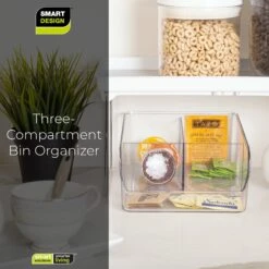 3-Compartment Clear Bin Organizer - Clear(3 Compartment Bin Organizer) -Shop Smart Design 3 compartment clear bin organizer clear smart design kitchen 8003561 incrementing number 208507