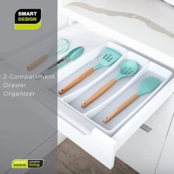 3-Compartment Plastic Drawer Organizer(Drawer Organizer 3 Compartment) -Shop Smart Design 3 compartment plastic drawer organizer smart design kitchen 8003481 incrementing number 897769