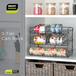 3-Tier Can Rack Organizer - White(3 Tier Can Rack Organizer Adjustable Steel Metal Wire Pantry) -Shop Smart Design 3 tier can rack organizer white smart design kitchen 8407182 579639