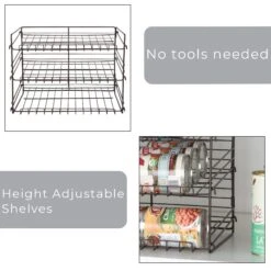 3-Tier Can Rack Organizer - White(3 Tier Can Rack Organizer Adjustable Steel Metal Wire Pantry) -Shop Smart Design 3 tier can rack organizer white smart design kitchen 8407182 845050