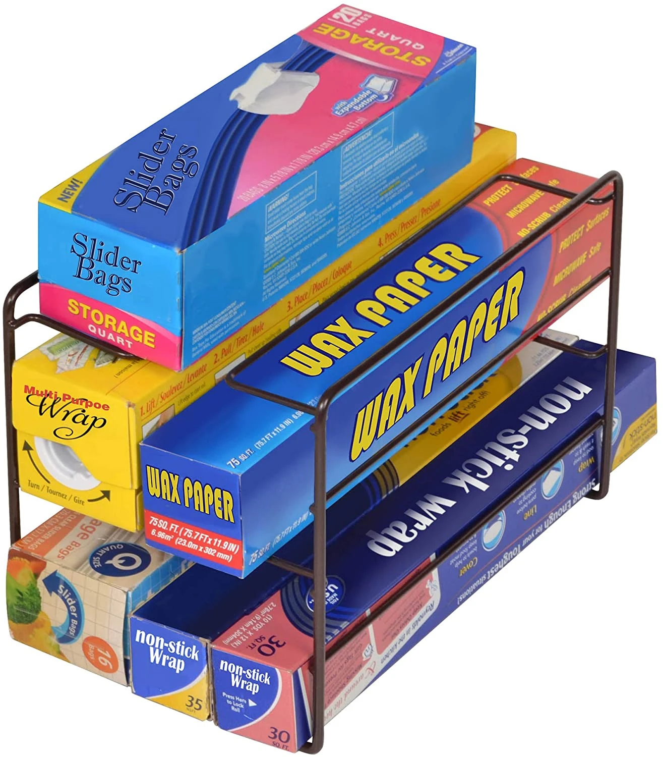 3-Tier Kitchen Foil Wrap Holder Organizer - Bronze(3 Tier Kitchen Wrap Organizer) 3 3-Tier Kitchen Foil Wrap Holder Organizer - Bronze(3 Tier Kitchen Wrap Organizer)