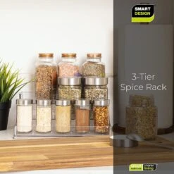 3-Tier Plastic Spice Rack - Clear(3 Tier Spice Rack Pet) -Shop Smart Design 3 tier plastic spice rack clear smart design kitchen 8003401 incrementing number 869682
