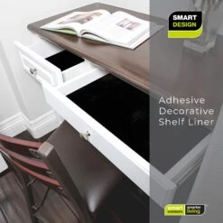 Adhesive Shelf Liner - 18 Inch X 20 Feet - Drawer Cabinet Paper - Black(Shelf Liner With Solid Adhesive) -Shop Smart Design adhesive shelf liner 18 inch x 20 feet drawer cabinet paper black smart design shelf liner 8607012 5495218