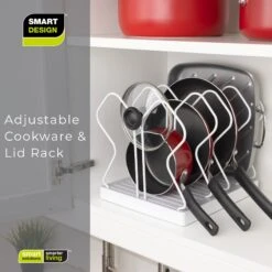 Adjustable Cookware And Lid Rack - White(Cookware Pan Rack) -Shop Smart Design adjustable cookware and lid rack white smart design kitchen 8002642 incrementing number 537123