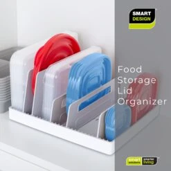 Adjustable Food Storage Lid Organizer(Tupperware Lid Organizer With 5 Compartment Dividers 1) -Shop Smart Design adjustable food storage lid organizer smart design kitchen 8003762 incrementing number 130310
