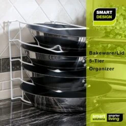 Bakeware And Lid Storage Rack With 4-Compartment Dividers(Storage Rack Bakeware And Lid) -Shop Smart Design bakeware and lid storage rack with 4 compartment dividers smart design kitchen 8261118 incrementing number 326480