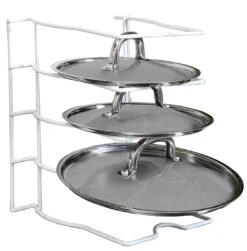Bakeware And Lid Storage Rack With 4-Compartment Dividers(Storage Rack Bakeware And Lid)