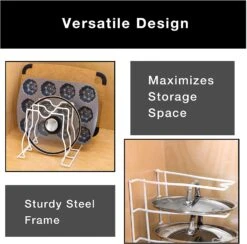Bakeware And Lid Storage Rack With 4-Compartment Dividers(Storage Rack Bakeware And Lid) -Shop Smart Design bakeware and lid storage rack with 4 compartment dividers smart design kitchen 8261118 incrementing number 668552