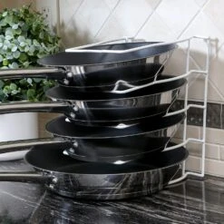 Bakeware And Lid Storage Rack With 4-Compartment Dividers(Storage Rack Bakeware And Lid) -Shop Smart Design bakeware and lid storage rack with 4 compartment dividers smart design kitchen 8261118 incrementing number 761949