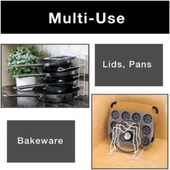 Bakeware And Lid Storage Rack With 4-Compartment Dividers(Storage Rack Bakeware And Lid) -Shop Smart Design bakeware and lid storage rack with 4 compartment dividers smart design kitchen 8261118 incrementing number 911947