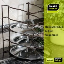 Bakeware And Lid Storage Rack With 4-Compartment Dividers(Storage Rack Bakeware And Lid) -Shop Smart Design bakeware and lid storage rack with 4 compartment dividers smart design kitchen 8261188 incrementing number 257111