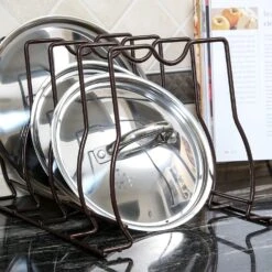 Bakeware And Lid Storage Rack With 4-Compartment Dividers(Storage Rack Bakeware And Lid) -Shop Smart Design bakeware and lid storage rack with 4 compartment dividers smart design kitchen 8261188 incrementing number 437781
