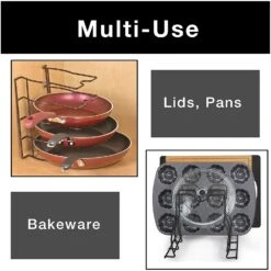 Bakeware And Lid Storage Rack With 4-Compartment Dividers(Storage Rack Bakeware And Lid) -Shop Smart Design bakeware and lid storage rack with 4 compartment dividers smart design kitchen 8261188 incrementing number 712907