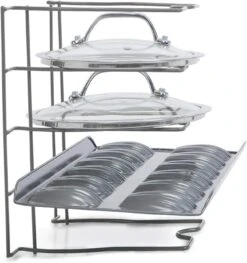 Bakeware And Lid Storage Rack With 4-Compartment Dividers(Storage Rack Bakeware And Lid) -Shop Smart Design bakeware and lid storage rack with 4 compartment dividers smart design kitchen 8261638 incrementing number 267135