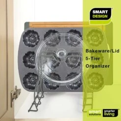 Bakeware And Lid Storage Rack With 4-Compartment Dividers(Storage Rack Bakeware And Lid) -Shop Smart Design bakeware and lid storage rack with 4 compartment dividers smart design kitchen 8261638 incrementing number 744529