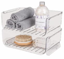 Clear Stackable Bottle Organizer - 2 Pack - Clear(Smart Design Bottle Holder Set Of 2 Clear) -Shop Smart Design clear stackable bottle organizer 2 pack clear smart design kitchen 8003781as2 280 9080034