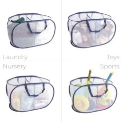 Deluxe Mesh Pop-Up 2-Compartment Laundry Sorter Hamper Basket - White(Pop Up 2 Compartment Laundry Sorter) -Shop Smart Design deluxe mesh pop up 2 compartment laundry sorter hamper basket white smart design laundry 3147115 1422159