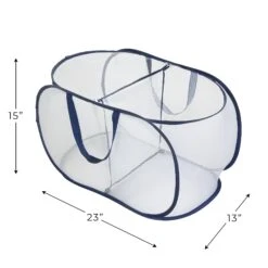 Deluxe Mesh Pop-Up 2-Compartment Laundry Sorter Hamper Basket - White(Pop Up 2 Compartment Laundry Sorter) -Shop Smart Design deluxe mesh pop up 2 compartment laundry sorter hamper basket white smart design laundry 3147115 5705262