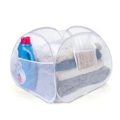 Deluxe Mesh Pop Up Square Laundry Basket Hamper With Side Pockets And Handles(Pop Up Laundry Hamper Square) -Shop Smart Design deluxe mesh pop up square laundry basket hamper with side pockets and handles smart design laundry 3566074 3893780