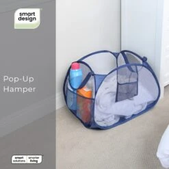 Deluxe Mesh Pop Up Square Laundry Basket Hamper With Side Pockets And Handles(Pop Up Laundry Hamper Square) -Shop Smart Design deluxe mesh pop up square laundry basket hamper with side pockets and handles smart design laundry 3566074 4821530