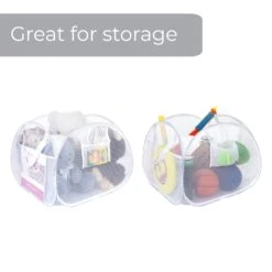 Deluxe Mesh Pop Up Square Laundry Basket Hamper With Side Pockets And Handles(Pop Up Laundry Hamper Square) -Shop Smart Design deluxe mesh pop up square laundry basket hamper with side pockets and handles smart design laundry 3566074 7114175