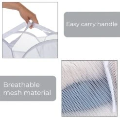 Deluxe Mesh Pop Up Square Laundry Basket Hamper With Side Pockets And Handles(Pop Up Laundry Hamper Square) -Shop Smart Design deluxe mesh pop up square laundry basket hamper with side pockets and handles smart design laundry 3566074 8847129