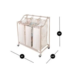 Deluxe Rolling Triple-Compartment Laundry Sorter Hamper With Wheels - 30 X 32 Inch - Beige(Rolling Triple Compartment Laundry Sorter) 11 Deluxe Rolling Triple-Compartment Laundry Sorter Hamper With Wheels - 30 X 32 Inch - Beige(Rolling Triple Compartment Laundry Sorter) -Shop Smart Design deluxe rolling triple compartment laundry sorter hamper with wheels 30 x 32 inch beige smart design laundry 3583122 incrementing number 755067