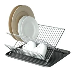 Dish Drainer Rack With In-Sink Or Counter Drying - Chrome(Chrome Folding Dish Drainer)