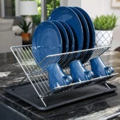 Dish Drainer Rack With In-Sink Or Counter Drying - Chrome(Chrome Folding Dish Drainer) -Shop Smart Design dish drainer rack with in sink or counter drying chrome smart design kitchen 8105298 incrementing number 540986
