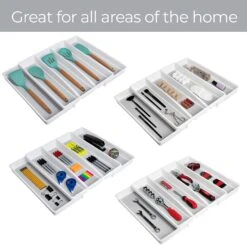Expandable 5-Compartment Plastic Drawer Organizer(Drawer Organizer 5 Compartment Expandable) -Shop Smart Design expandable 5 compartment plastic drawer organizer smart design kitchen 8003518 incrementing number 556611