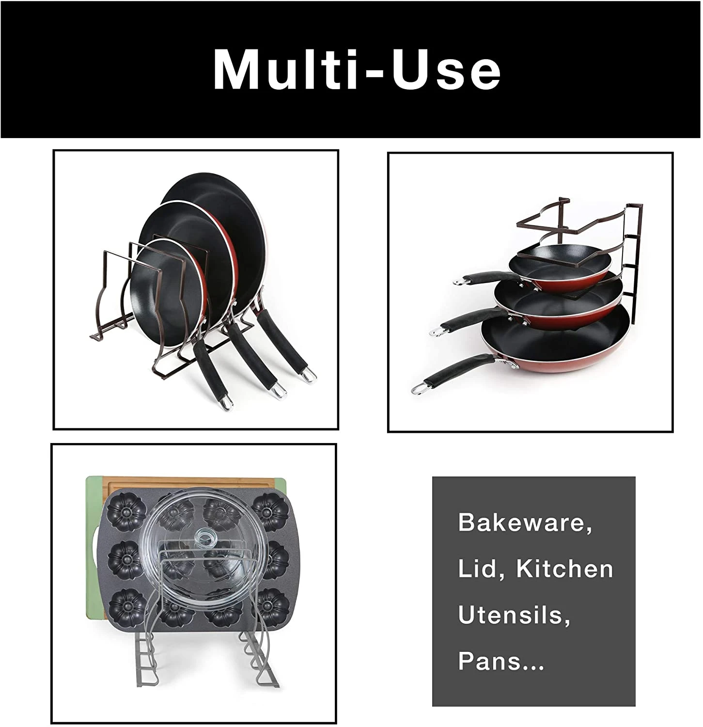 Heavy Duty Bakeware And Lid Storage Rack With 4-Compartments Dividers(Storage Rack Bakeware And Lid Heavy Duty) 18 Heavy Duty Bakeware And Lid Storage Rack With 4-Compartments Dividers(Storage Rack Bakeware And Lid Heavy Duty) - Image 16