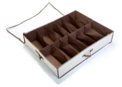 Jumbo Underbed Shoe Organizer With Zipper, Handle, And Clear Window(Underbed Shoe Organizer)