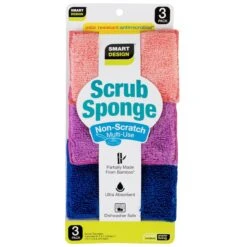Non-Scratch Scrub Sponge With Bamboo Odorless Rayon Fiber(Sponges Non Scratch) -Shop Smart Design non scratch scrub sponge with bamboo odorless rayon fiber smart design cleaning 7001118 incrementing number 921270