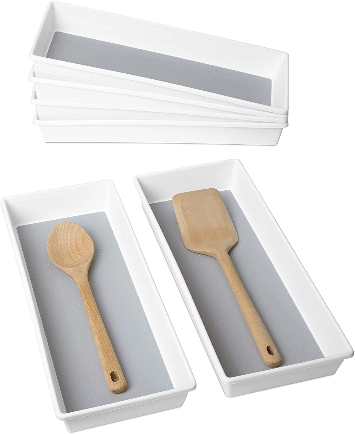 Plastic Drawer Organizer - BPA Free - 16 X 6.75 Inch - White(Drawer Organizer Plastic White 16x6 75 Inch) 4 Plastic Drawer Organizer - BPA Free - 16 X 6.75 Inch - White(Drawer Organizer Plastic White 16x6 75 Inch) - Image 2