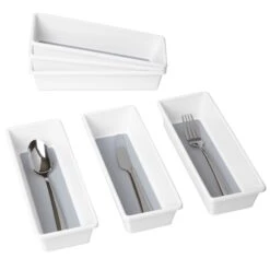 Plastic Drawer Organizer - BPA Free - 9.75 X 3.75 Inch - White(Drawer Organizer Plastic White 9 75x3 75 Inch) -Shop Smart Design plastic drawer organizer bpa free 975 x 375 inch white smart design kitchen 8003428as2 incrementing number 157378