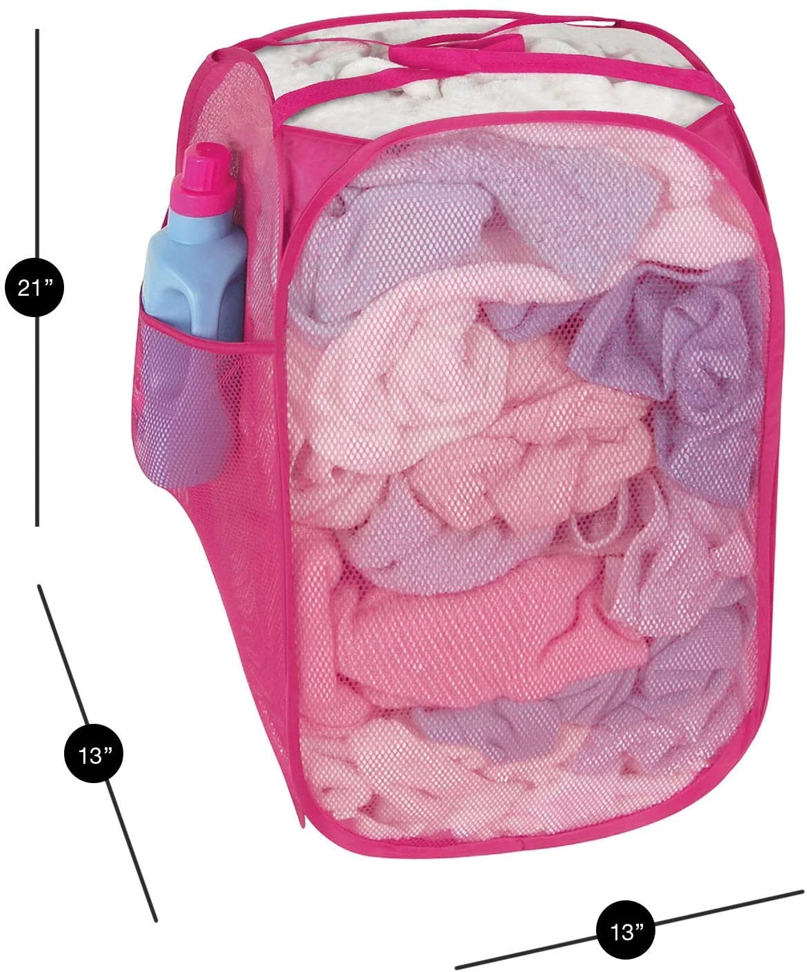 Pop-Up Laundry Hamper With Easy Carry Handles And Side Pocket(Pop Up Laundry Hamper Square 13inch) 5 Pop-Up Laundry Hamper With Easy Carry Handles And Side Pocket(Pop Up Laundry Hamper Square 13inch) - Image 3