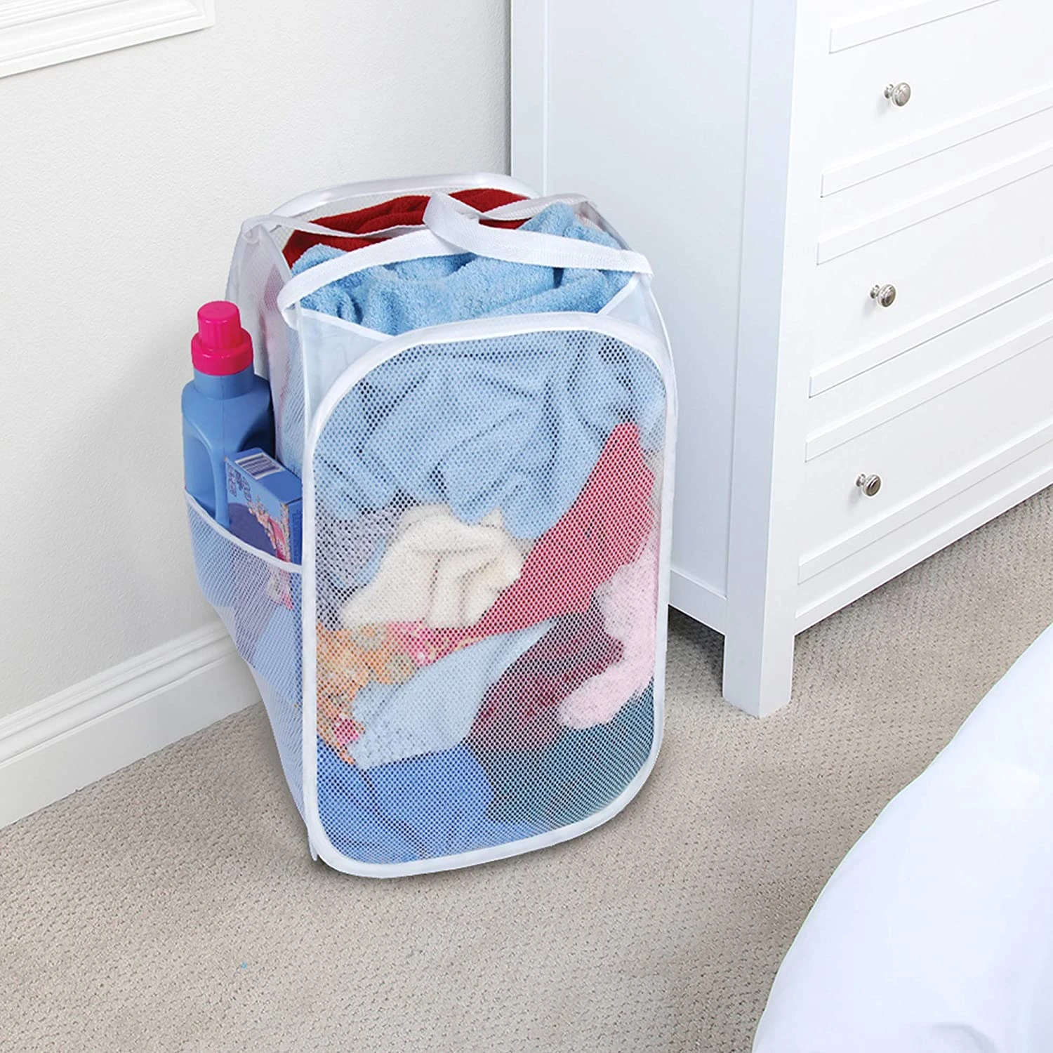 Pop-Up Laundry Hamper With Easy Carry Handles And Side Pocket(Pop Up Laundry Hamper Square 13inch) 11 Pop-Up Laundry Hamper With Easy Carry Handles And Side Pocket(Pop Up Laundry Hamper Square 13inch) - Image 9