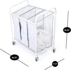 Premium Rolling 3-Compartment Mesh Laundry Sorter Hamper With Wheels And Handles - Holds 9 Loads(Rolling 3 Compartment Laundry Sorter Hamper) -Shop Smart Design premium rolling 3 compartment mesh laundry sorter hamper with wheels and handles holds 9 loads smart design laundry 3604110 incrementing number 206041