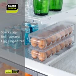 Stackable Refrigerator Egg Holder Bin With Handle And Lid(Stackable Refrigerator Egg Bin) -Shop Smart Design stackable refrigerator egg holder bin with handle and lid smart design kitchen 8465491as4 5828475