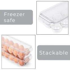 Stackable Refrigerator Egg Holder Bin With Handle And Lid(Stackable Refrigerator Egg Bin) -Shop Smart Design stackable refrigerator egg holder bin with handle and lid smart design kitchen 8465491as4 7837344