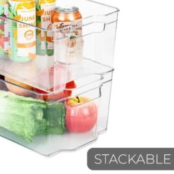 Tall Stackable Refrigerator Bin With Handle - 8 X 15 Inch(Stackable Refrigerator Bin Tall 8x15) -Shop Smart Design tall stackable refrigerator bin with handle 8 x 15 inch smart design kitchen 8003391 incrementing number 269406